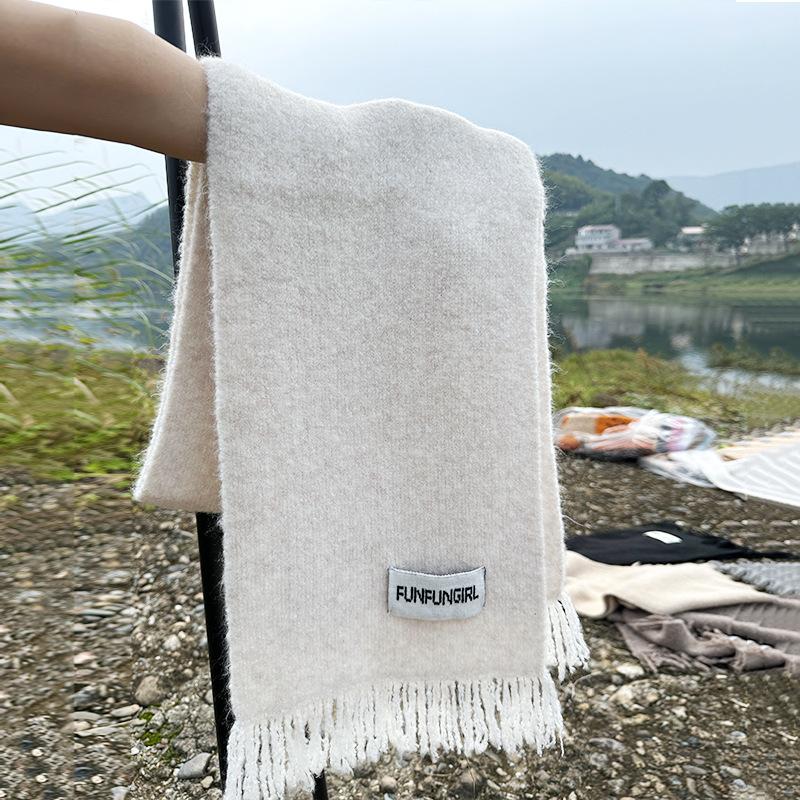 Autumn and Winter New Fashion Atmosphere Scarf Women's Warm Versatile Simple High-end Fringed Wool Scarf