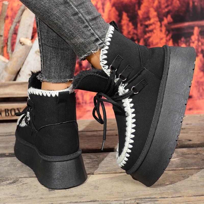Fashion New 2025 Snow Boots Women's Short Cylinder Warm, Thickened and Fleece Winter Northeast Handmade Platform Cotton Shoes