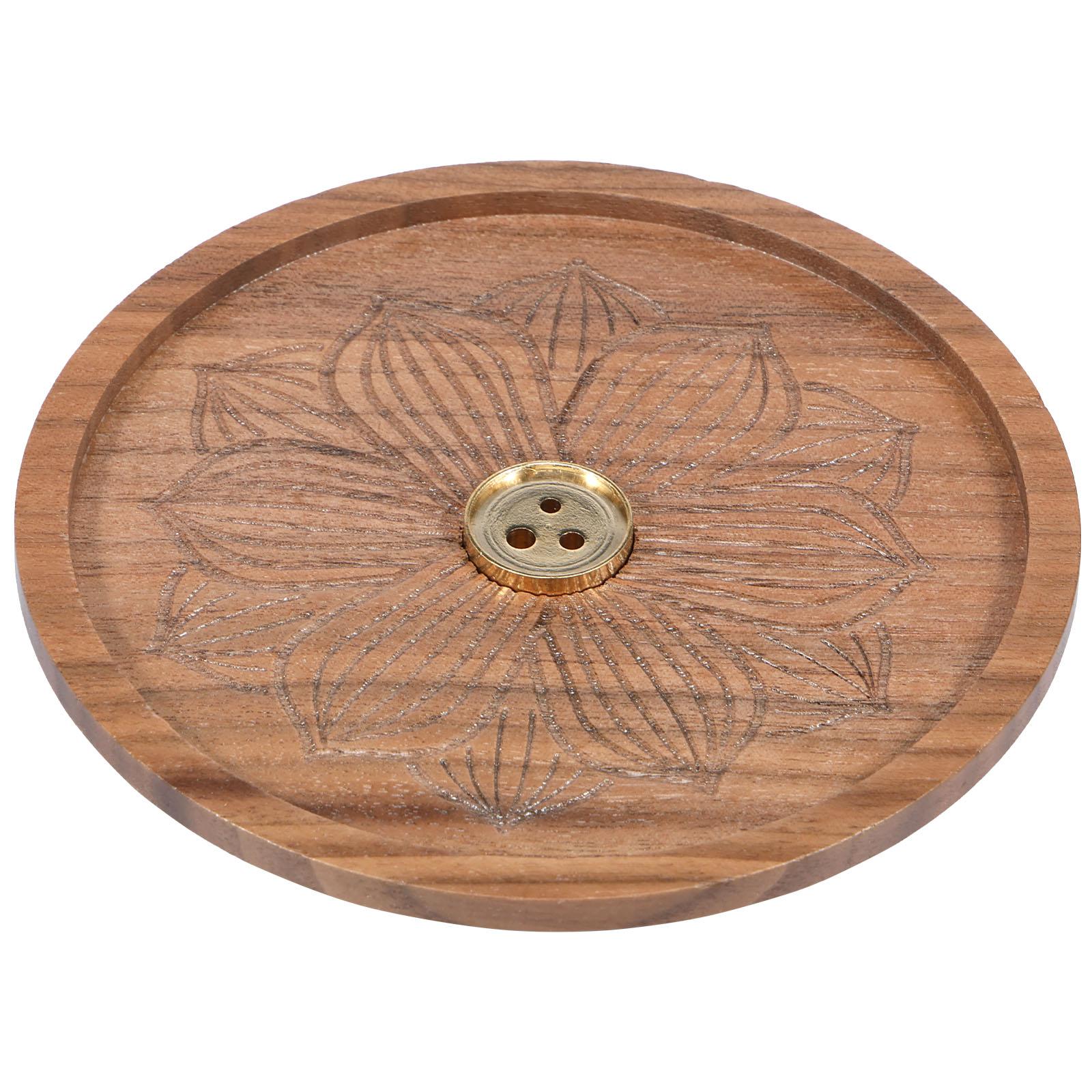 

Подставка для благовоний из лотоса, подставка для благовоний из натурального ореха, со съемным латунным держателем с 3 отверстиями