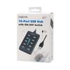 USB 2.0 Hub, 10 ports, with on/off switch, 480 Mbit/s - LogiLink