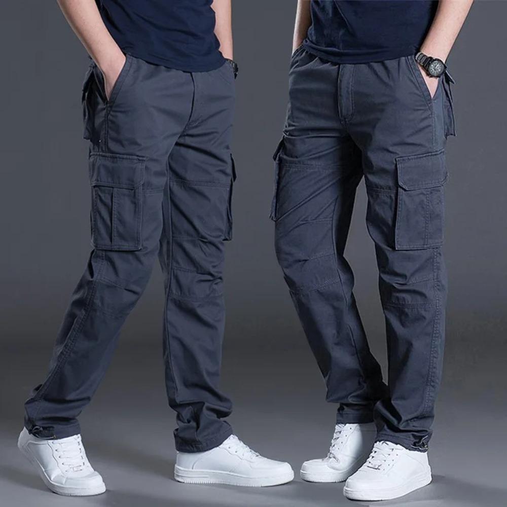 2025 Cotton Multi Flap Pockets Men's Straight Leg Cargo Pants Loose Casual Outdoor Pants Men's Work Pants for Hiking Tactical