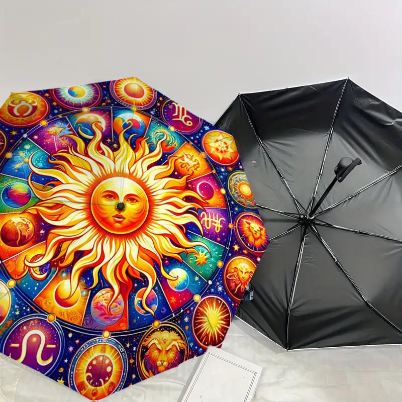 1PC Astrology zodiacAutomatic Open/Close Umbrella with Windproof, 8-Rib Sturdy Canopy, Durable Ribs, Fashionable Design1217A