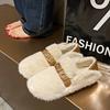 Internet celebrities wear two fluffy shoes on one foot, women wear plush thermal slippers, 2024 new autumn and winter plush shoes