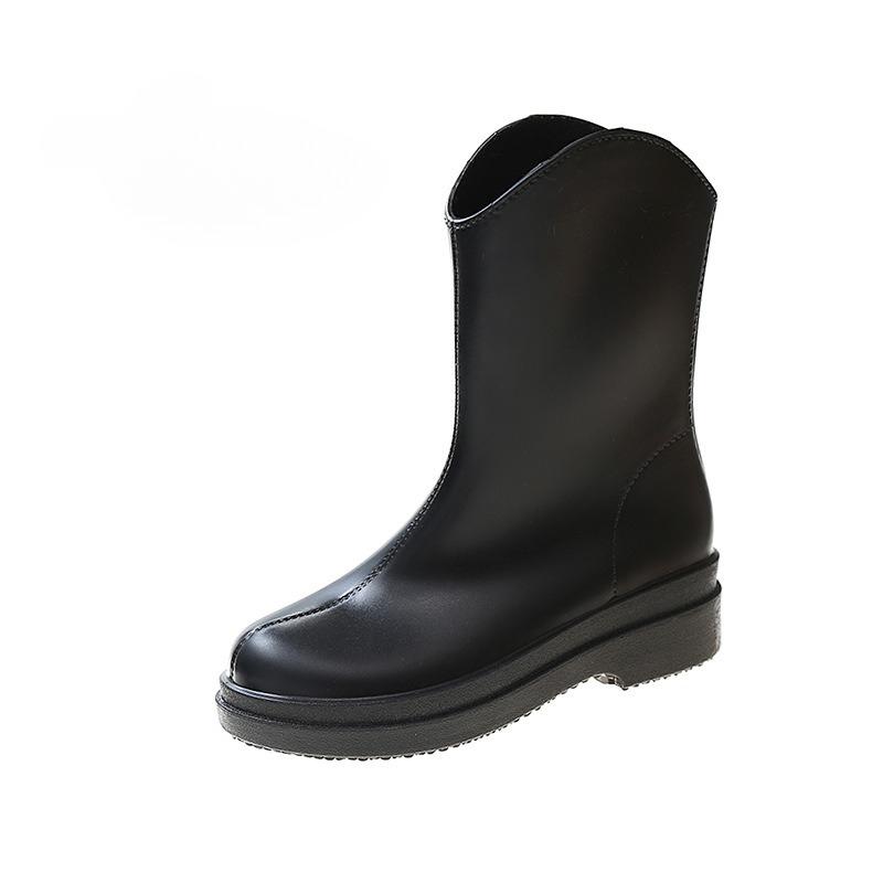 Koreansk Japansk Dame Midt-legg Regnstøvler Utendørs Fotturer Vanntette Sklisikre PVC Sko Moteable Dame Gummistøvel Overtrekk