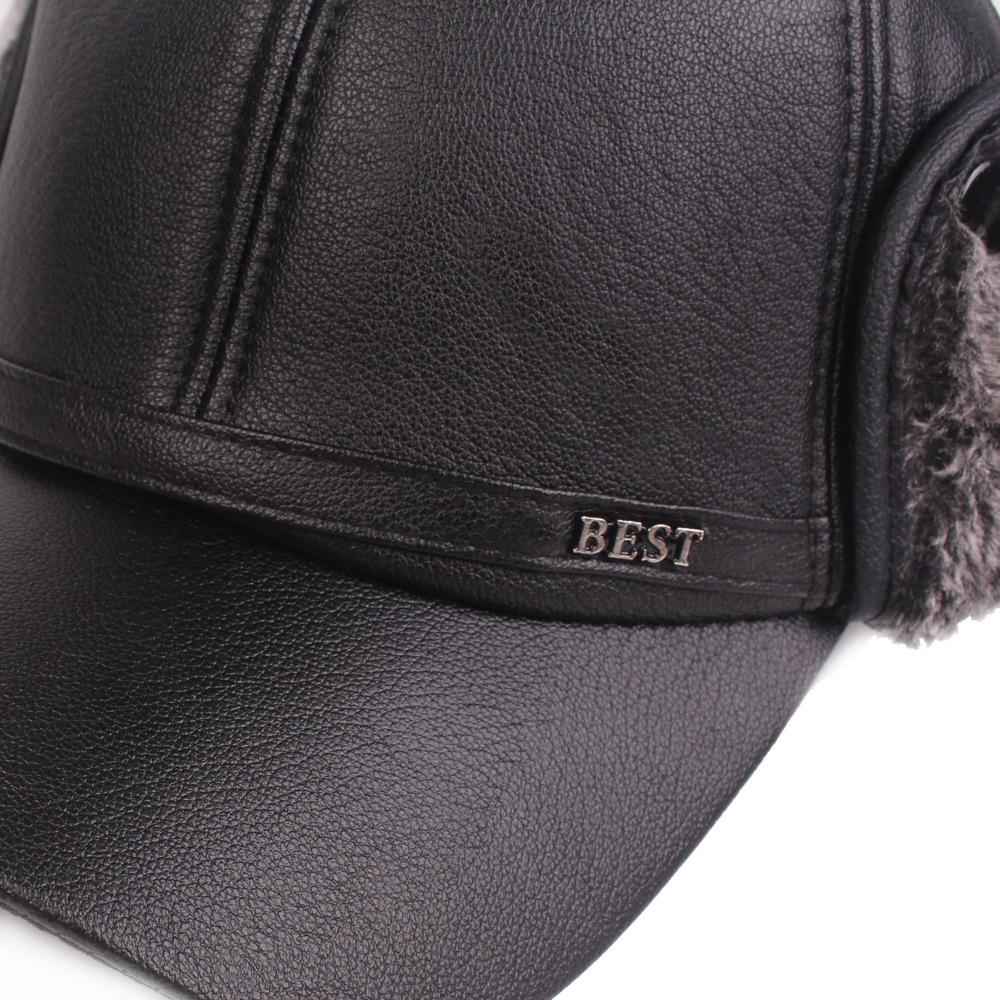 Kapelusz Skórzany dla Mężczyzn w Średnim i Starszym Wieku Jesienno-Zimowe Czapki Baseballowe Ciepły Gruby Aksamitowy Kapelusz Taty Kapelusz Skórzany dla Starszego Pana