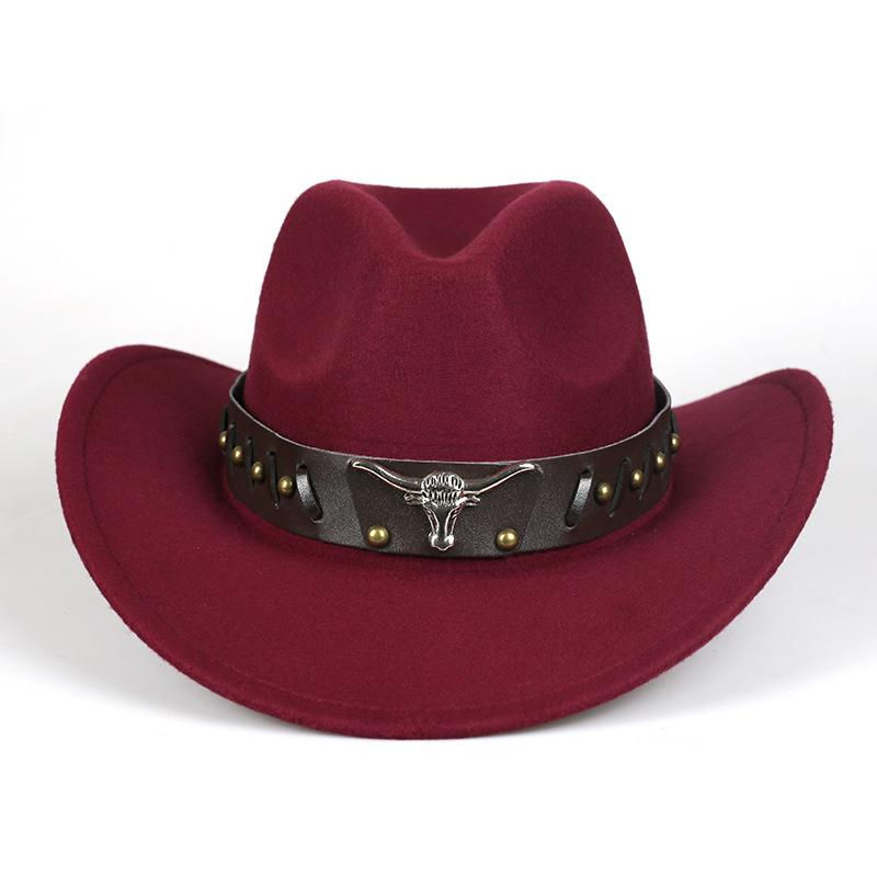 Cowboy hat retro jazz hat western cowboy woolen top hat felt hat retro imitation sheep hat cowboy hat