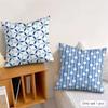 Blue And White Geometric Pillow Case Double-Sided Plush Sofa Cushion Covers Organic Breathable Invisible Zipper