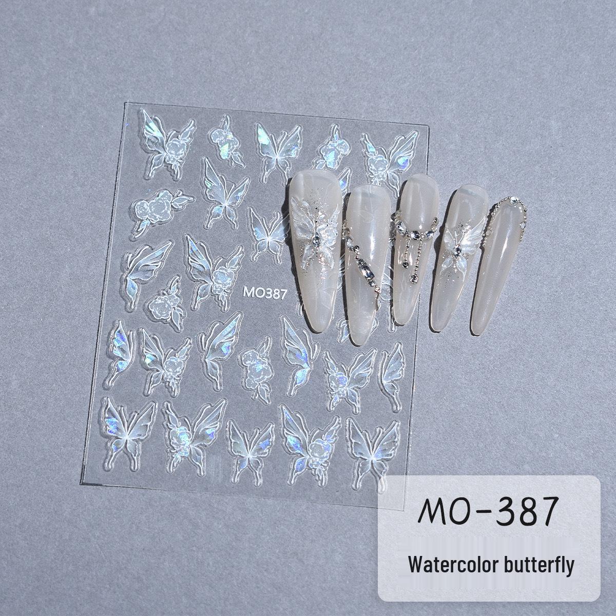 Seashell 3D Butterfly Nail Art Stickers - Polarized, Adhesive, and Wearable for a Fairy-like Look