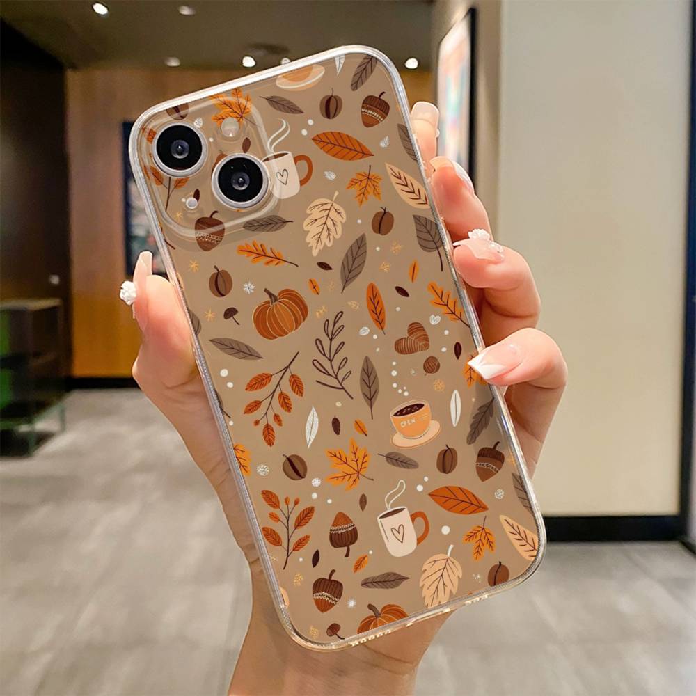 Autumn Leaves Pumpkin  Phone Case For iPhone 17 16e 16 15 14 13 12 11mini Pro Max X XR XSMAX 8 7 Air Plus Soft Cover