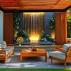 2D Modern Bamboo Water Feature Backdrop Photography Background Banner