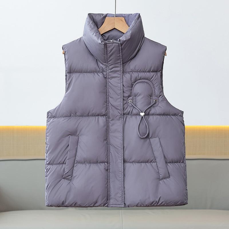 Women's outer vest stand-up collar vest versatile vest commuting down cotton vest outside autumn and winter