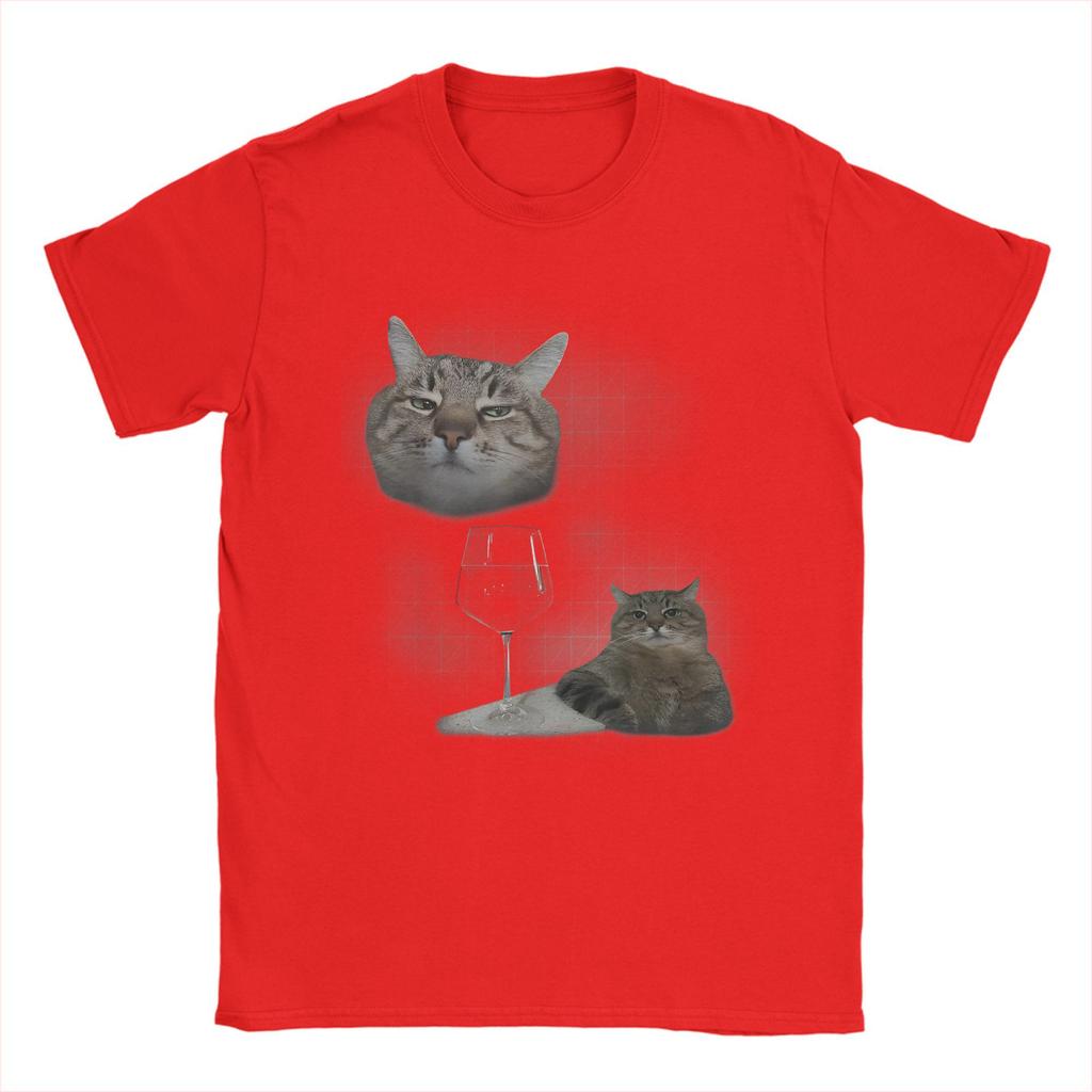 Funny Cat And Wine Art Cats Drinking Oddly Specific Meme Men's T Shirt  Tees Short Sleeve Crew Neck T-Shirts New Arrival Tops