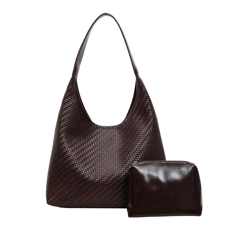 Korean Retro Large Capacity Woven Shoulder Tote - Women's Fashionable Versatile High-End Underarm Bag