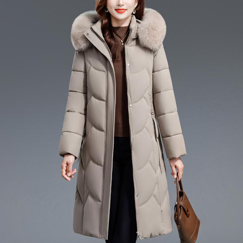 Middelaldrende Kvinners Kåper Vinter Lange Parkaser Hette Fuskepelskrage Tykke Varme Hverdagslige Kvinnejakker