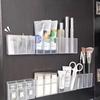 1 Transparent Wall-mounted Three-compartment Storage Box - Non-punching Self-adhesive Storage Box, Suitable for Makeup Brushes, Lipstick, Pens.