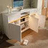 Sideboard White with LED 140x40x85 Cm, Chest of Drawers with 2 Drawers and 3 Doors, with Adjustable Shelves, Modern Living Room, Hallway, Kitchen