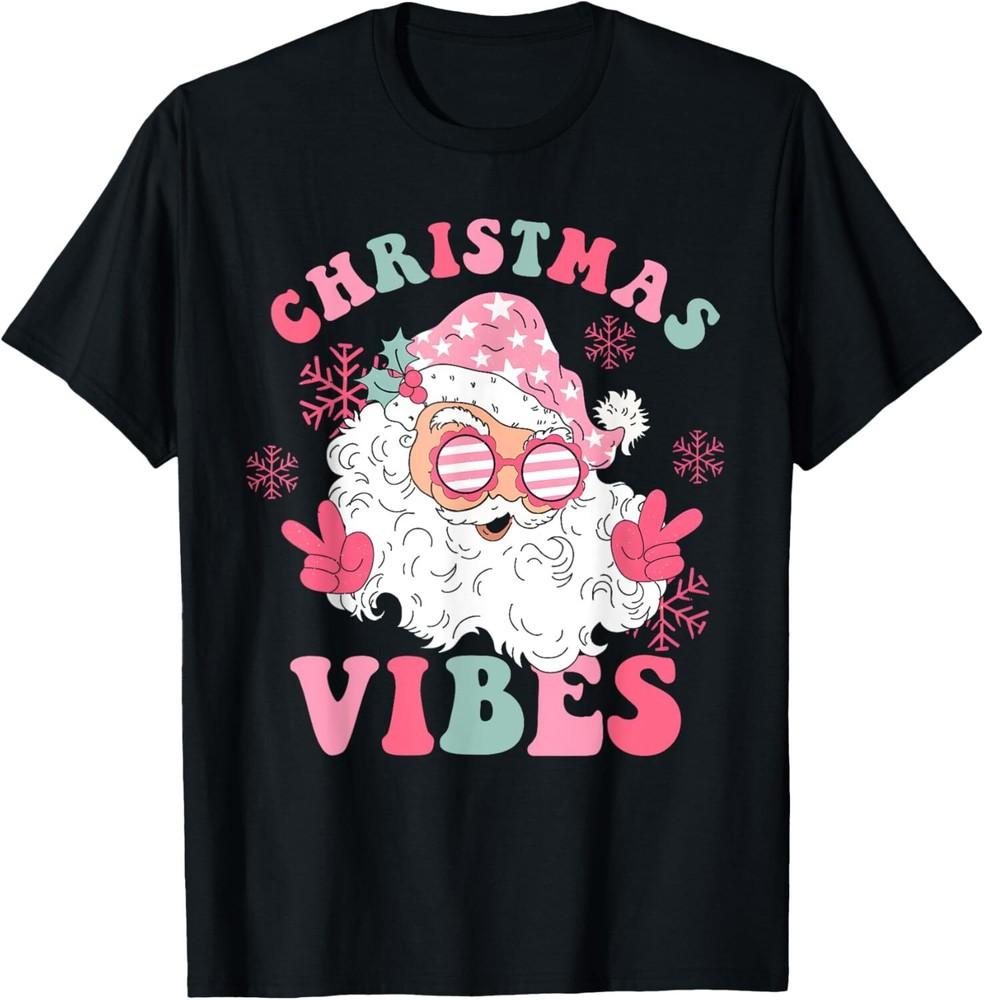 Retro Groovy Santa Claus Vánoční Vibrace Dámské Dívčí Dárek Unisex Tričko