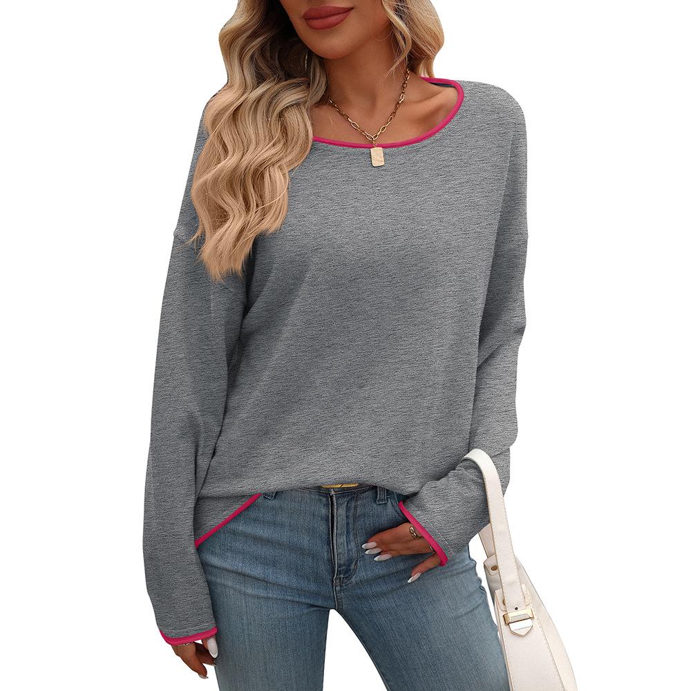 

2026 Women s Color Block Round Neck Long Sleeve Sweater – European/American Style Extra Large