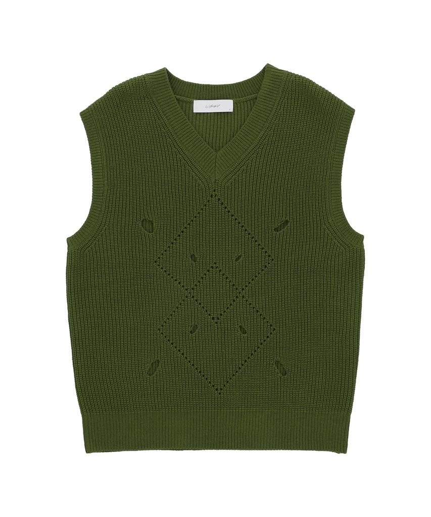 W Standard Punched V-Neck Vest [3 Colors]