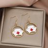 Design Sense Doctor Nurse Round Hollow Oil Drop Ear Hook, Light Luxury High Sense Fashion Temperament Earrings Women