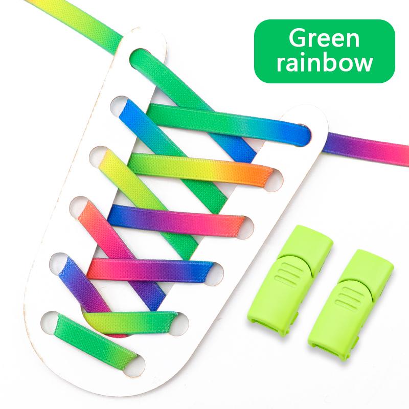 1Pari Magnetic Lock No Tie Shoe Laces Rainbow Elastic Laces Sneakers Adults Kids 8MM Wide Flat Shoelaces Rubber Bands for Shoes