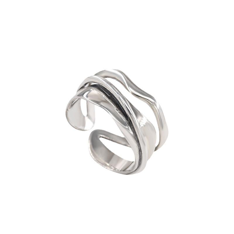 Women's Retro Black Zircon Geometric Oval Adjustable Ring