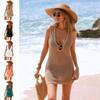 Women S Sexy Hollow Out Knit Long Sleeve Beach Cover Up Dress