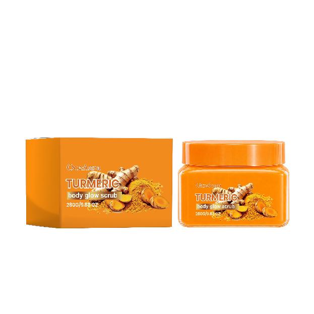Turmeric Brightening Body Scrub gently cleanses the skin, leaving it soft, hydrated, and refreshed 280g