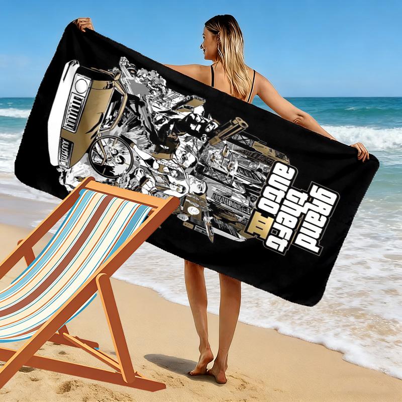 Urban Chaos Crime beach towel beach Outdoor camping swim Absorbent bath towel Outdoor pool towel Outdoor picnic beach mat beach printing Comfort