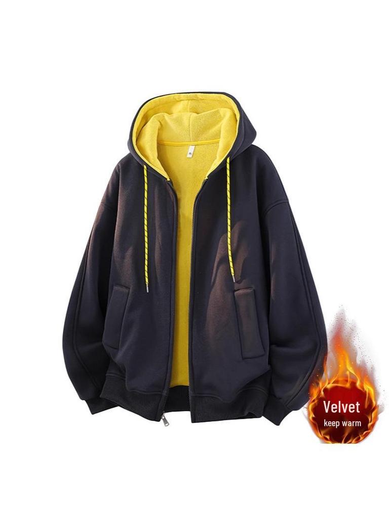 Youxu Unisex Color Block Zipper Cardigan Hoodie - Trendy Autumn/Winter Casual Wear