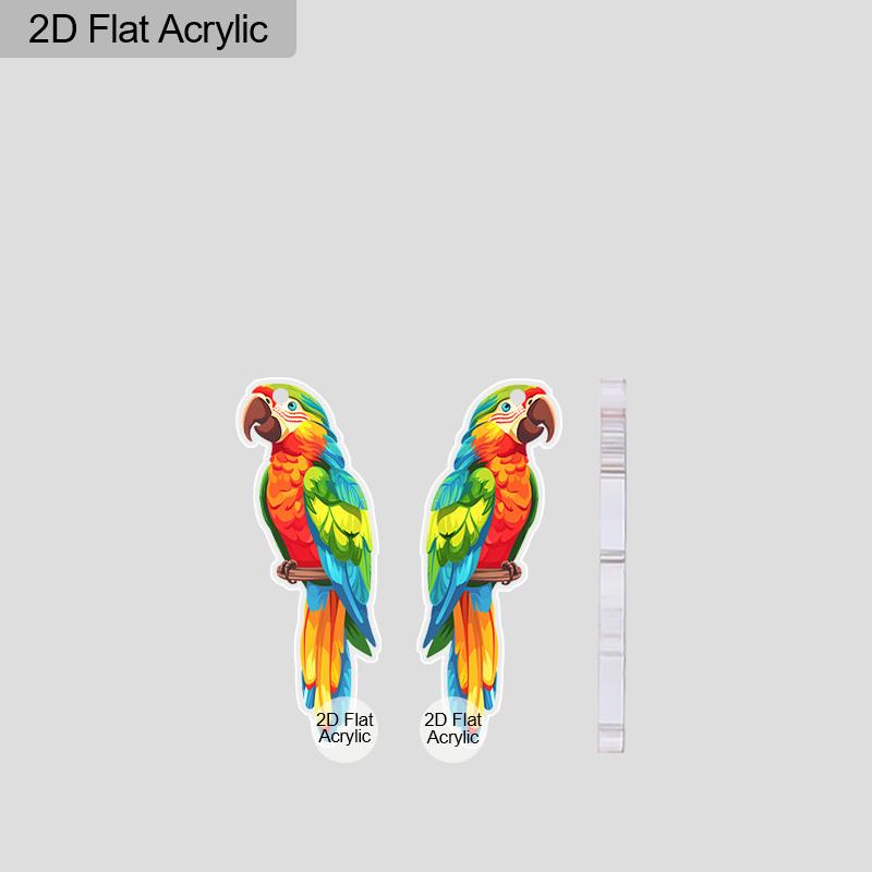 2D Flat Cute Acrylic Parrot Earrings Macaws Dangle Jewelry for Women Summer Spring Accessories Hawaiian Gifts
