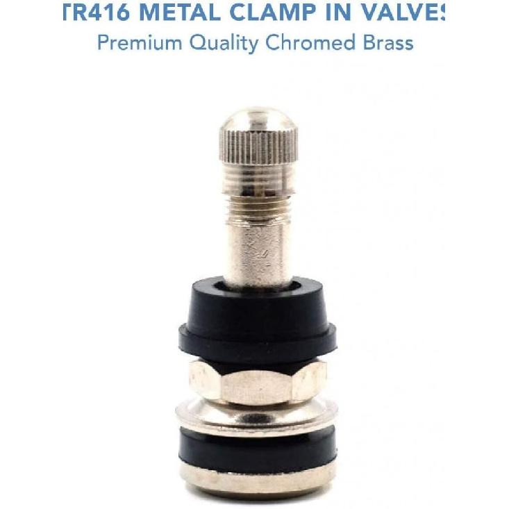 4pc Universal Bolt in Tire Valve Stems Chrome Metal High Pressure Brass Clamp in 45/90 DEGREE ANGLE TR416/48 for Car Vehicle Tire Chucks 1