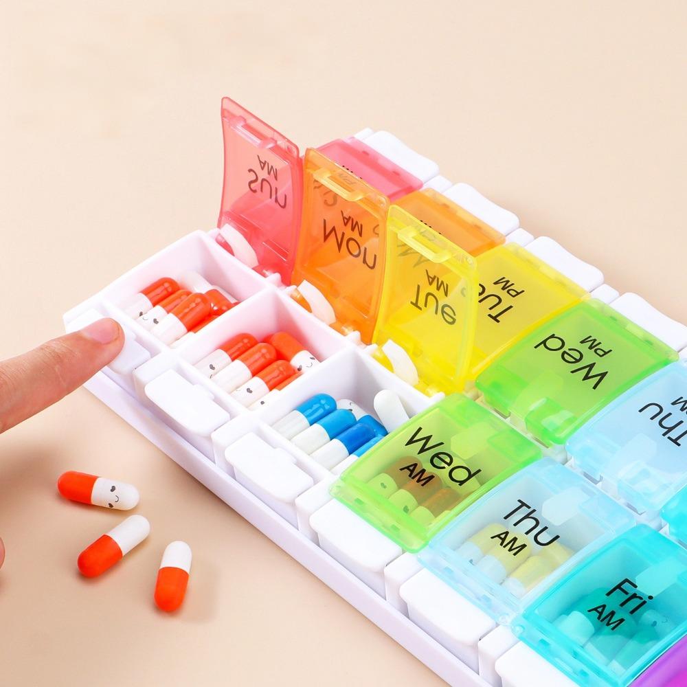 Large Pill Boxes and Organizer 2 Times A Day Pill Case 14 Compartments Pill Dispenser To Hold Big Vitamin Supplements Fish Oil