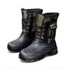 Herren Tarnung Mittelhohe Schneestiefel, Schnürung Dicke Sohle Fleecegefüttert Warm Outdoor Arbeit Baumwollschuhe