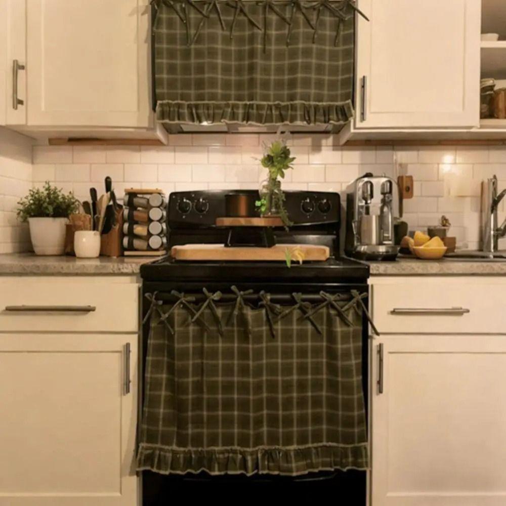 Heat-Resistant Oven Door Curtain Ruffle Trim Stove Cover Skirt Oven Cover Kitchen Decor