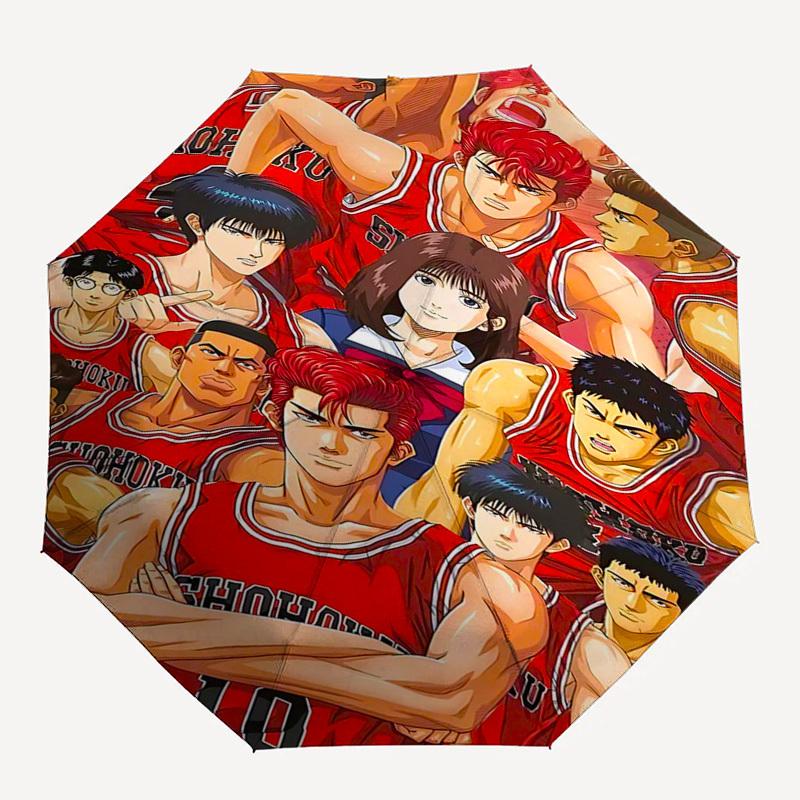 1pc SHOHOKU Basketball Team Umbrella - Automatic Opening/Closing, Portable 3-Fold Design, 8-Bone Iron Frame, Outdoor Umbrella, Perfect Gift for Fans,