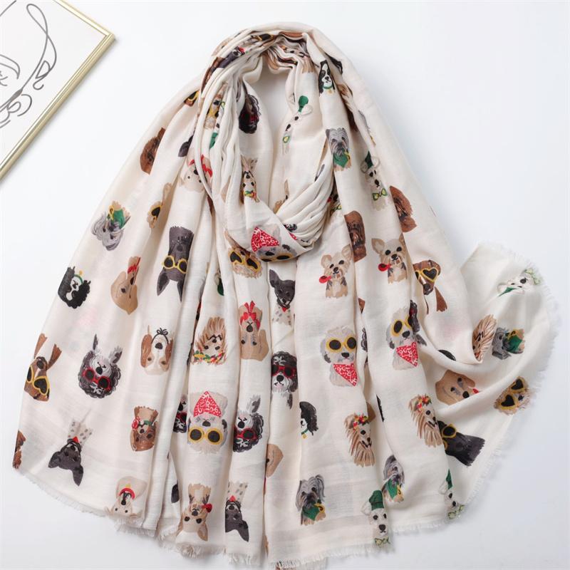 Winter Charming Dachshund Dog Pattern Viscose Shawls Scarf With Glasses- Soft Thick Pashmina Hijab with Playful Kitten Designs
