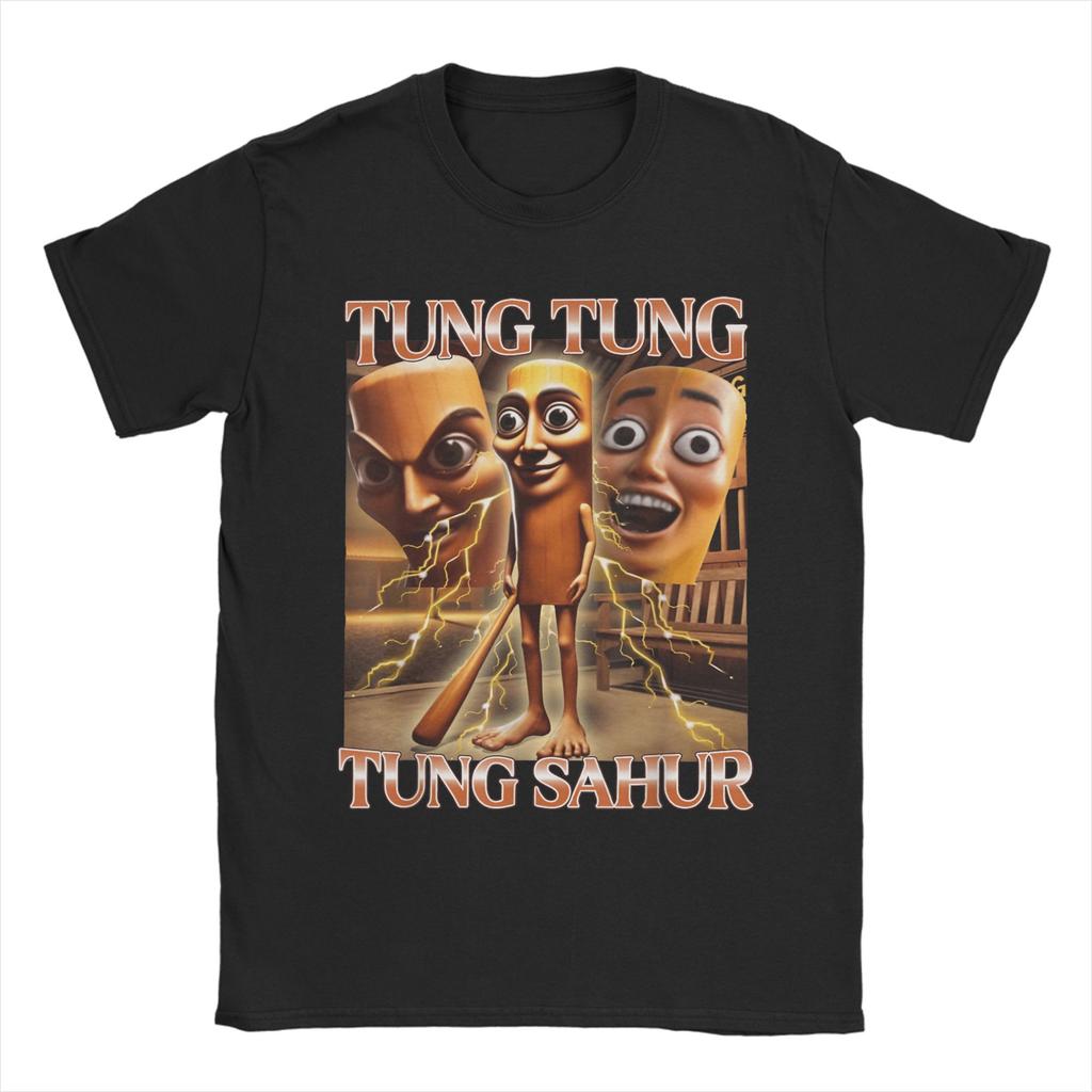 Women Men Humor Tung Tung Tung Sahur Funny Meme Italian TShirts for Men  Awesome 100 Cotton Tee Shirt Short Sleeve T Shirt