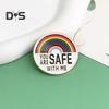 You Are Safe with Me-Anstecknadeln, Regenbogen-Emaille-Anstecknadeln mit inspirierendem Zitat, Farbblock-Brosche für Kleidung, Taschen, Rucksäcke, Jacken, Hüte