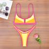 2025 V-Neck Color Block Push-Up Bikini with Split Design