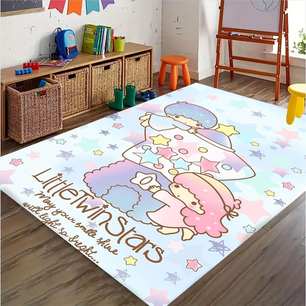 Cinnamoroll, My Melody, and Twin Stars Print Rug, Floor Protector Mat. Cute Cartoon Decorations for the Bedroom/children's Room.