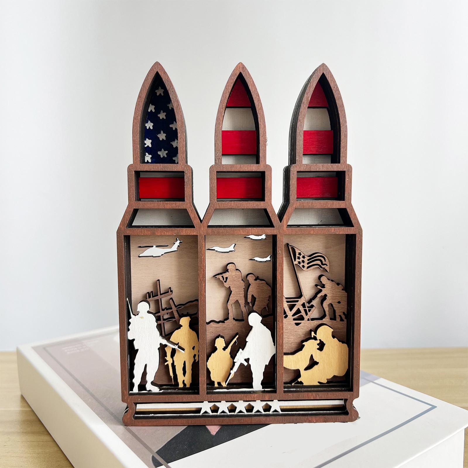 

День независимости Деревянные украшения Творческий день Истребитель Резьба Украшение для рабочего стола Украшения для ветеранов One Size