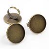 12mm 20mm 25mm 10pcs Black Silver Plated Adjustable Ring Settings Blank/Base,Fit 12/20/25mm Glass Cabochons;Ring Bezels