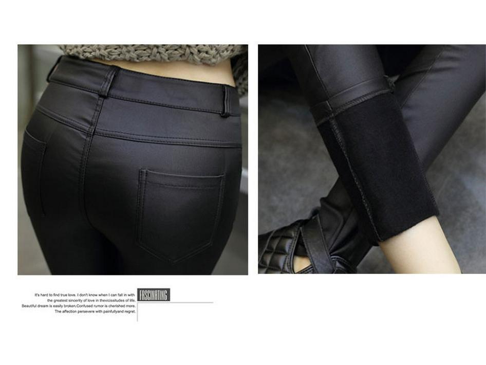 Women's High-Waisted Plush-Lined Black Leggings - Slimming Korean Style for Autumn/Winter