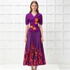 Miyake Pleated Two Pieces Skirt Suit Women 3D Flower Metal Batwing Sleeve High Stretch Blouse Tops + A-Line Maxi Skirt Sets