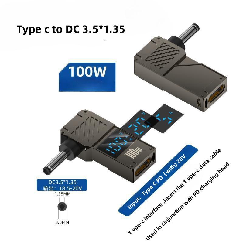 PD100W Type-C to DC Plug Converter USB C to Laptop Charging Adapter Power Charger Connector Tip for Lenovo Asus HP Dell Samsung