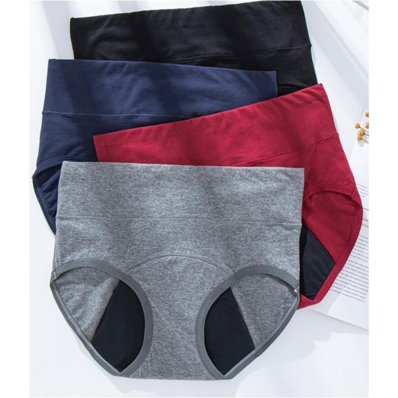 Women High Waist Full Coverage Leakproof Cotton Panties Period Underwear Heavy Flow Menstrual Postpartum Teens Brefs