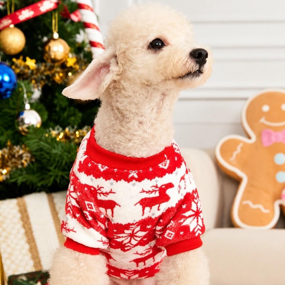 Thickened Christmas Pet Clothes Elk Pattern Dog Winter Sweater Plush Dog Vest For Small Medium Dog