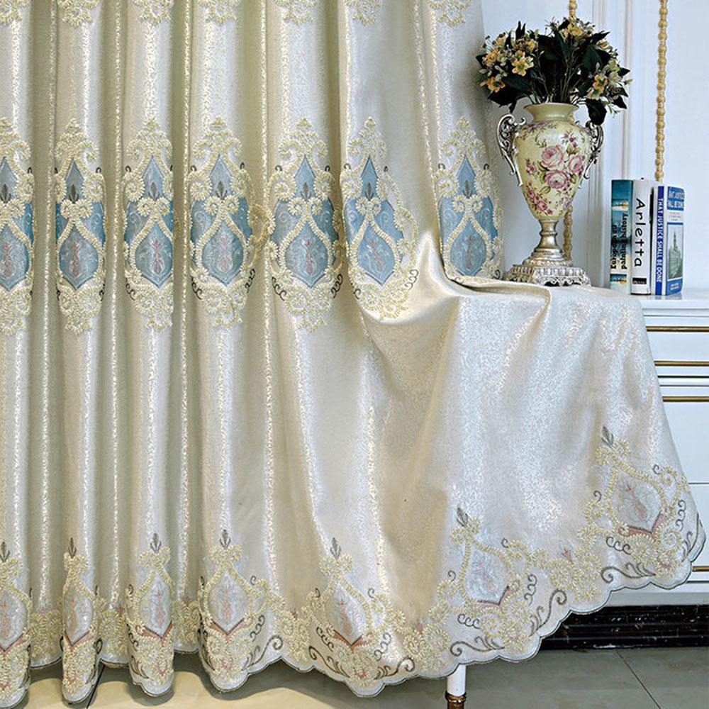 1/2pcs Luxury European-style Embroidered Thick Curtains for Living Room Balcony Bedroom Two-layer Blackout Curtain