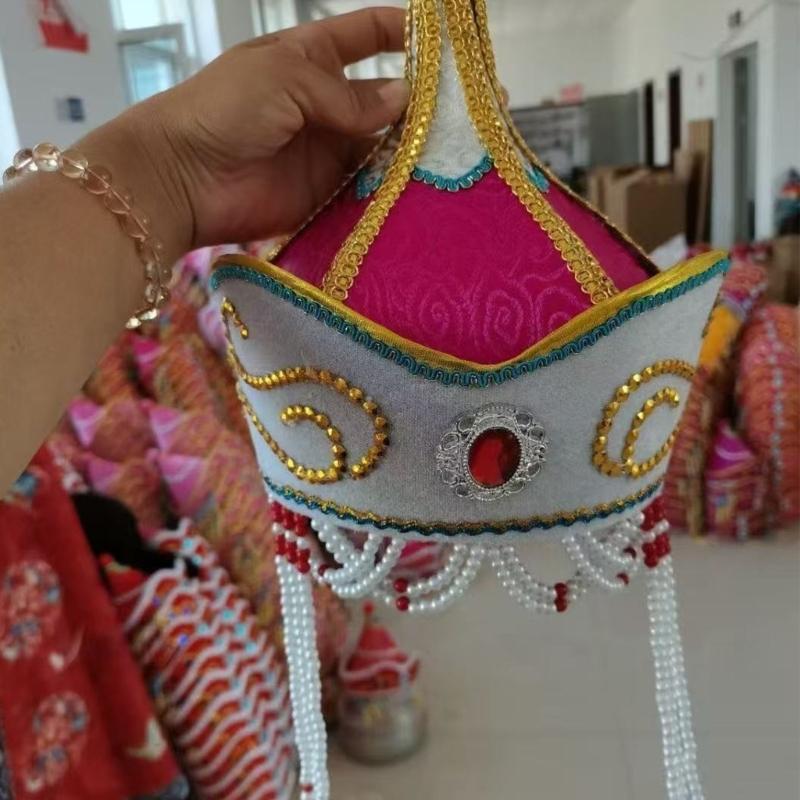 Traditional Mongolian Hat Breathable Fabric Headwear For Stage Shows And Cultural Event Stage Performances Accessory